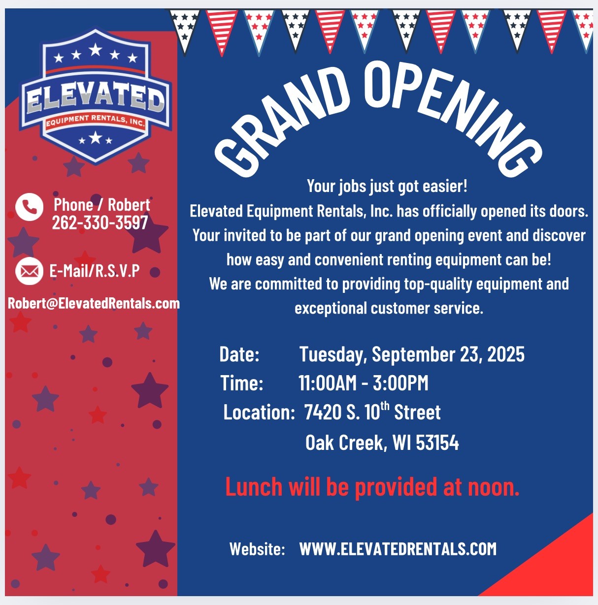 Grand Opening Invite – Elevated Equipment Rentals, Inc